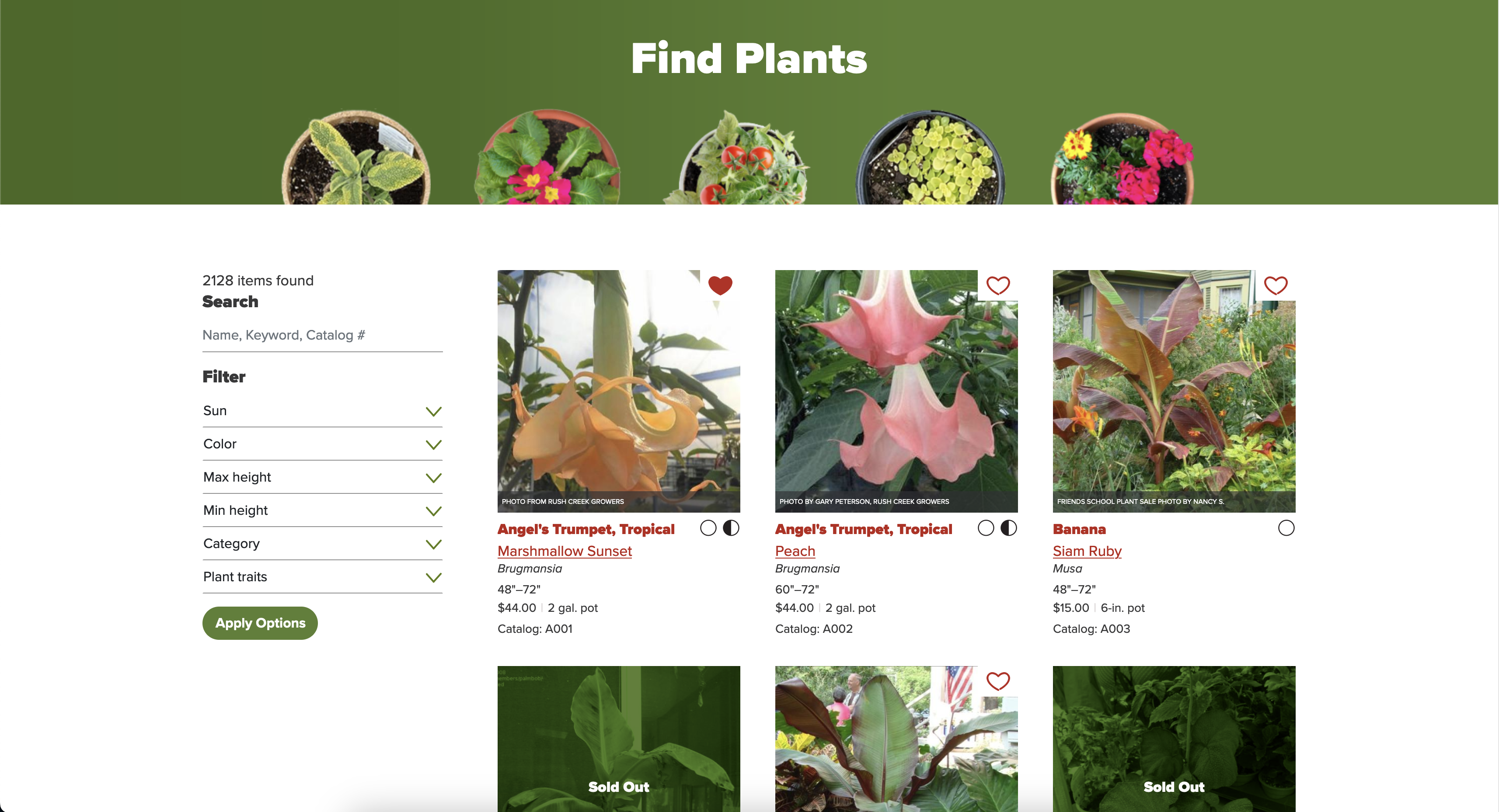 The Friends School Plant Sale online catalog of plants.