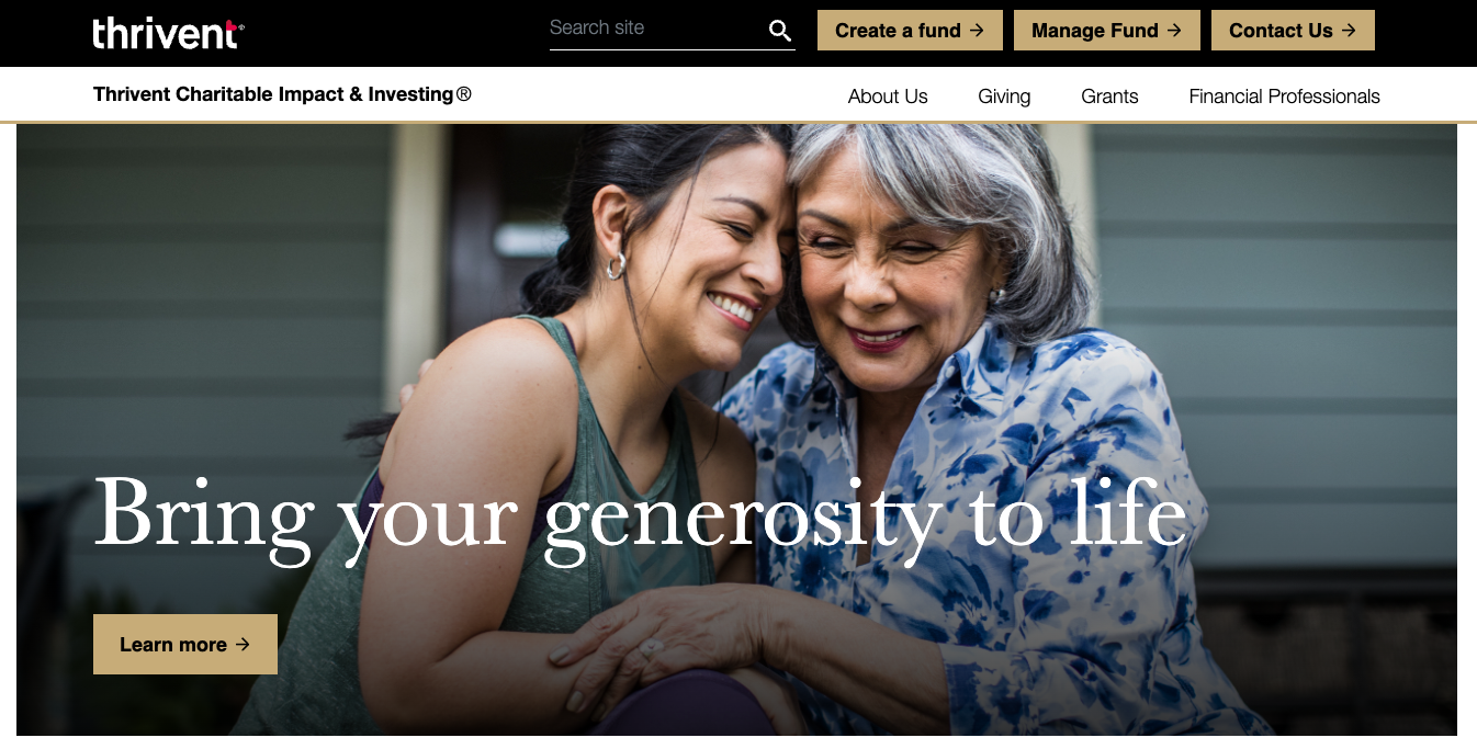 Thrivent Charitable Homenpage