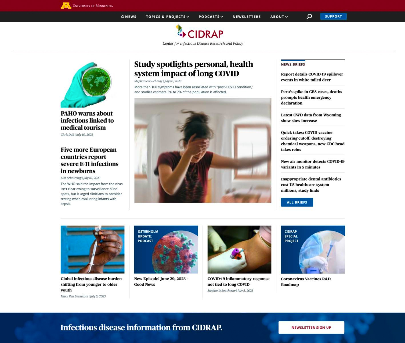 Homepage for CIDRAP