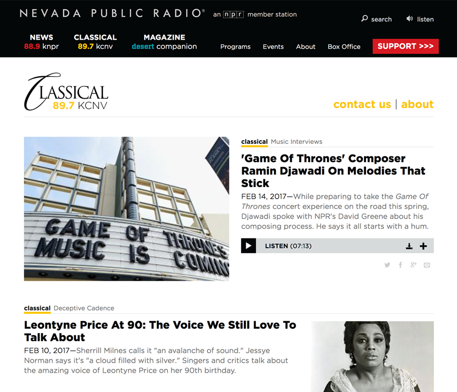 Classical station's homepage