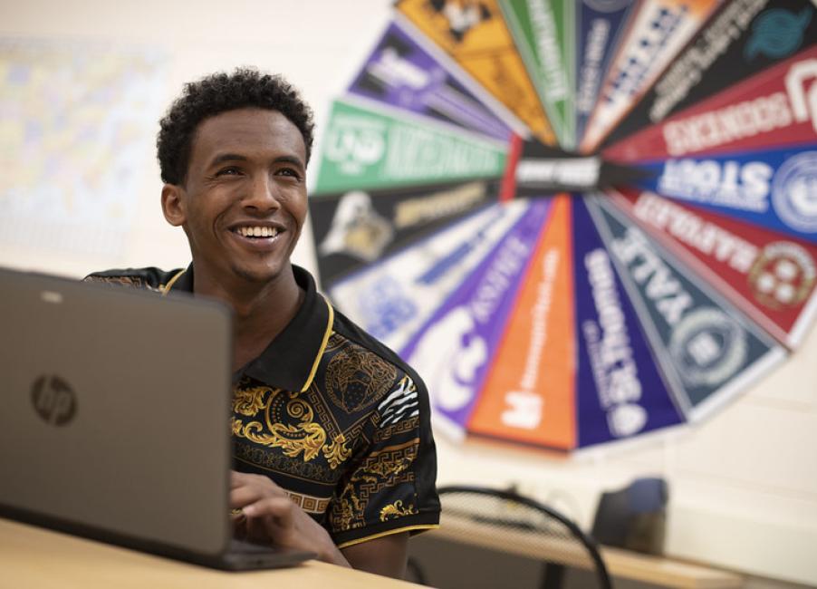 student at computer